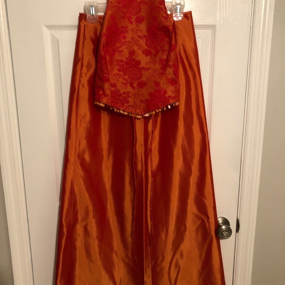 Retro orange 2 piece dress